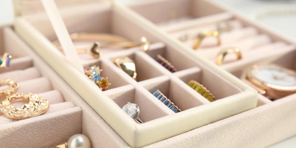 Jewellery box with stylish golden bijouterie