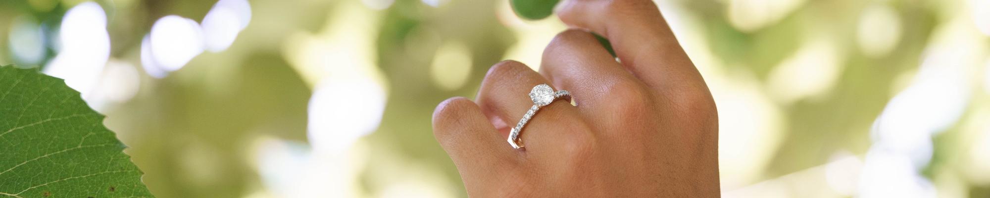 Woman wearing diamond ring