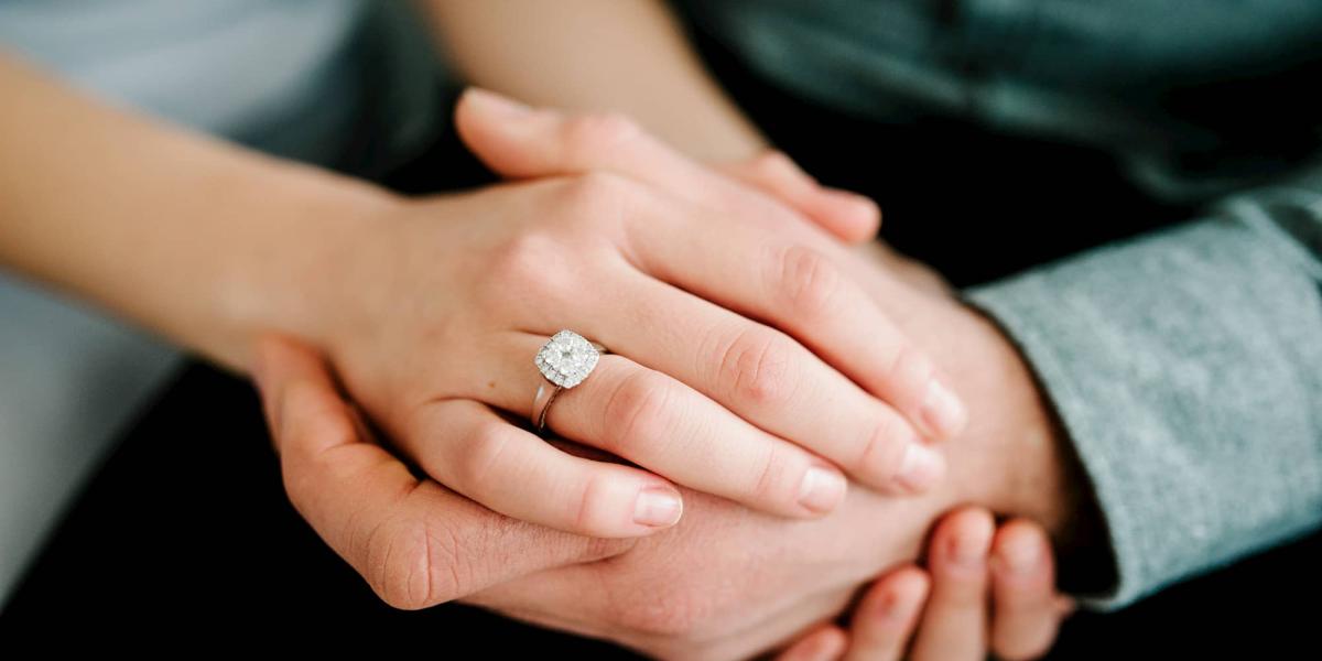 Picture of couple with a My diamond story engagement ring