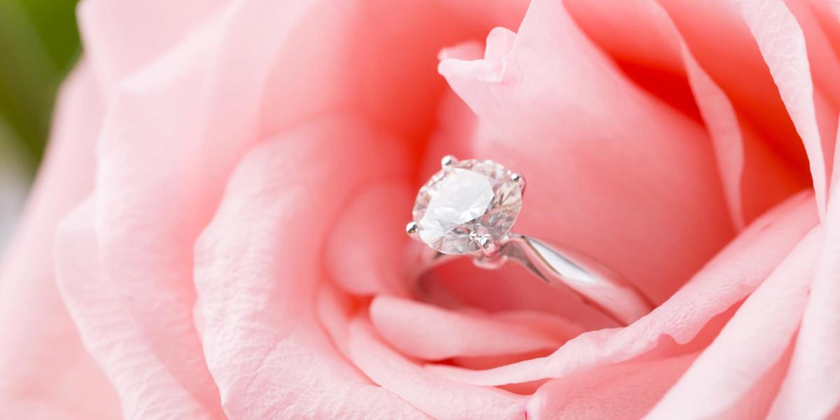 Picture of a diamond ring in a flower