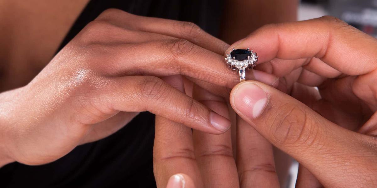 Picture of a gemstone engagement ring